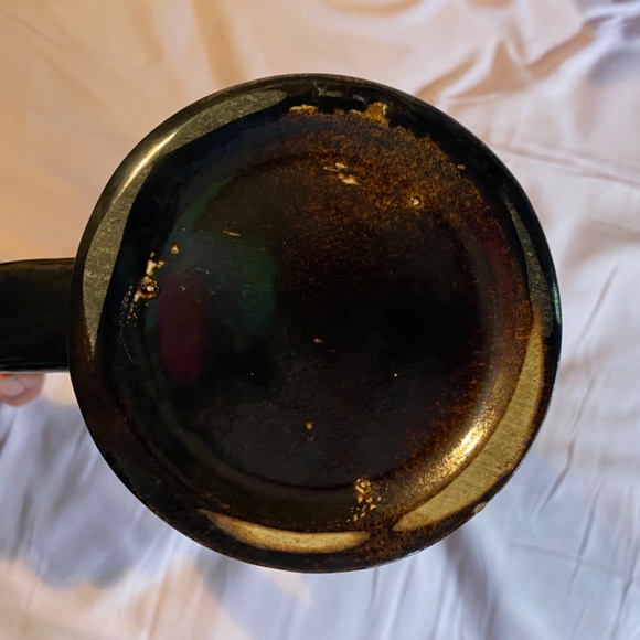 Redwing Pitcher ceramic 40's VTG MCM dark bronze glaze stretched spout shapely - Picture 4 of 5